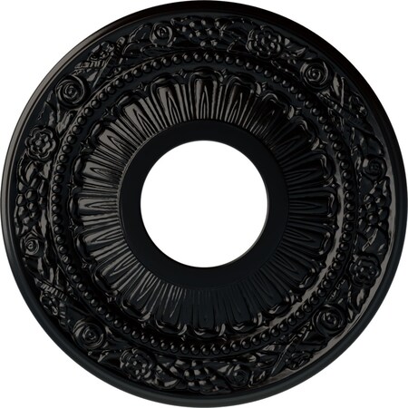 Ekena Millwork Nadia Ceiling Medallion (Fits Canopies up to 4 7/8"), 12 1/8"OD x 3 5/8"ID x 7/8"P, Jet Black CM12NABLF